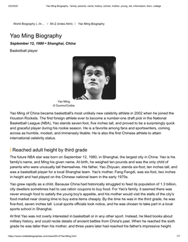 Yao Ming Biography - Family, Parents, Name, History, School, Mother, Young, Old, Information, Born, College