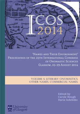 'Names and Their Environment' Proceedings of the 25Th International Congress of Onomastic Sciences
