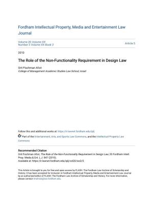 The Role of the Non-Functionality Requirement in Design Law