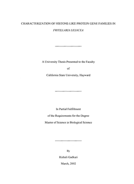 Characterization of Histone-Like Protein Gene Families In