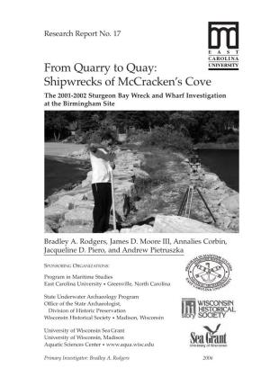 From Quarry to Quay: Shipwrecks of Mccracken's Cove
