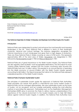 National Parks Wales Response to National Assembly for Wales