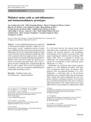 Phthaloyl Amino Acids As Anti-Inflammatory And