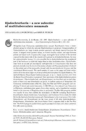 A New Suborder of Multituberculate Mammals