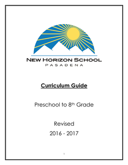 Curriculum Guide Preschool to 8Th Grade Revised 2016