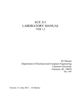 Ece 311 Laboratory Manual Ver 1.5