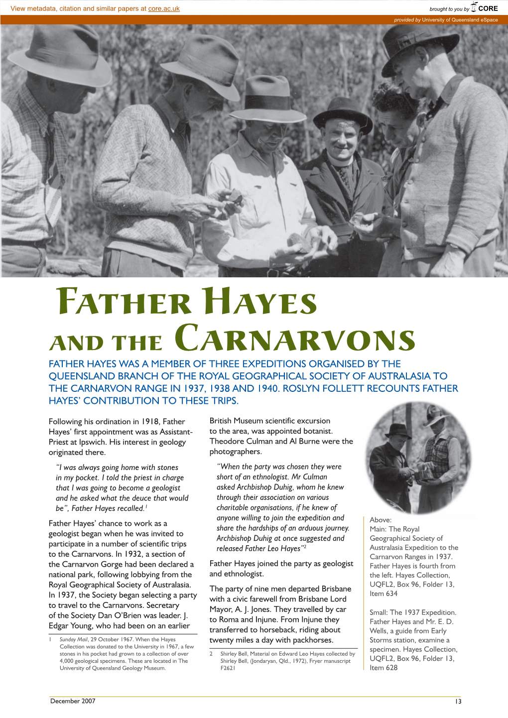 Father Hayes and the Carnarvons