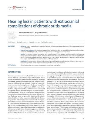 Hearing Loss in Patients with Extracranial Complications of Chronic Otitis Media
