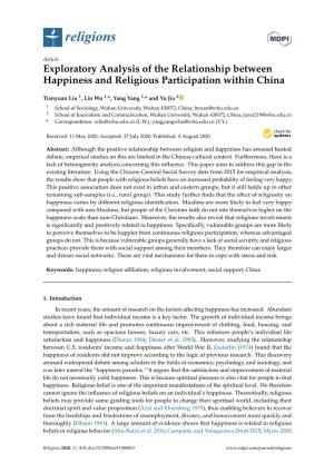 Exploratory Analysis of the Relationship Between Happiness and Religious Participation Within China