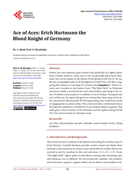 Ace of Aces: Erich Hartmann the Blond Knight of Germany