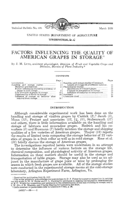 Factors Influencing the Quality of American Grapes in Storage'