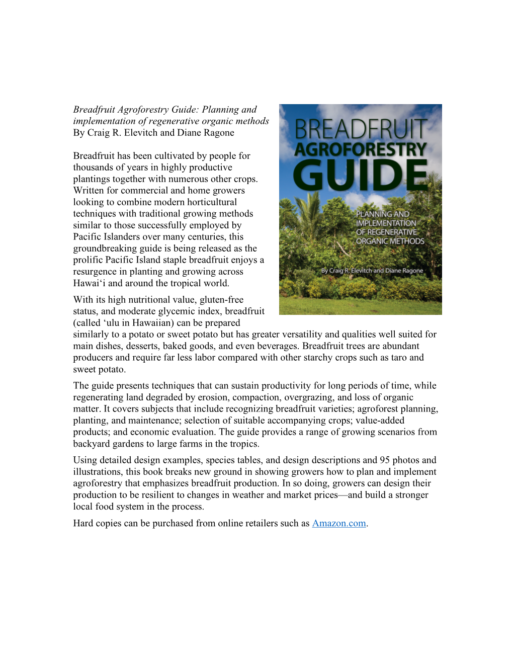 Breadfruit Agroforestry Guide: Planning and Implementaton for Regenerative Organic Methods