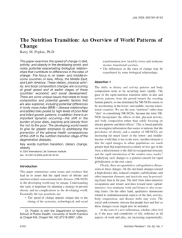 The Nutrition Transition: an Overview of World Patterns of Change Barry M