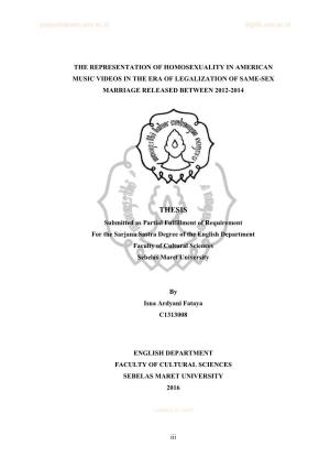 THESIS Submitted As Partial Fulfillment of Requirement for the Sarjana Sastra Degree of the English Department Faculty of Cultural Sciences Sebelas Maret University