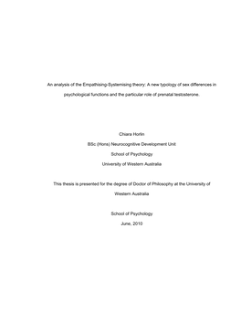 An Analysis of the Empathising-Systemising Theory: A