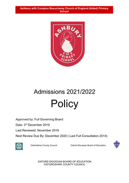 Admission Policies 2021/2022
