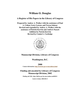 Papers of William O. Douglas [Finding Aid]. Library of Congress