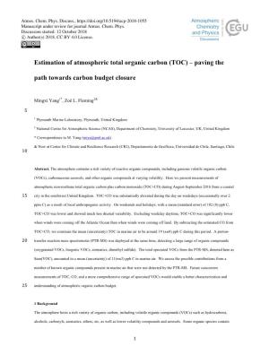 Estimation of Atmospheric Total Organic Carbon (TOC) – Paving The
