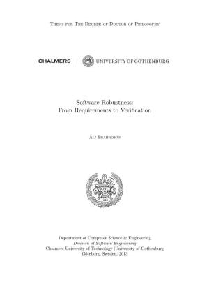 Software Robustness: from Requirements to Veriﬁcation