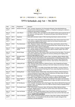 TPTV Schedule July 1St – 7Th 2019