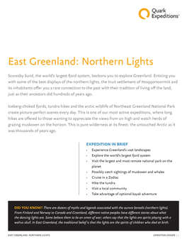 East Greenland: Northern Lights