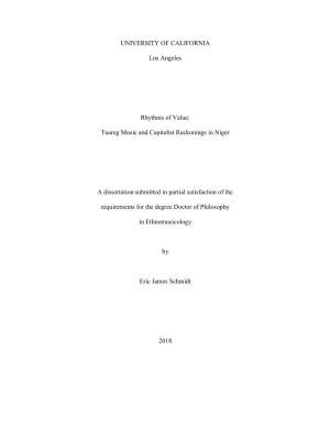 Tuareg Music and Capitalist Reckonings in Niger a Dissertation Submitted