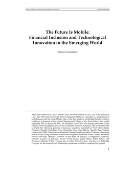 The Future Is Mobile: Financial Inclusion and Technological Innovation in the Emerging World