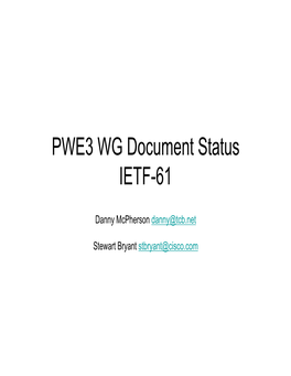 PWE3 Draft Status