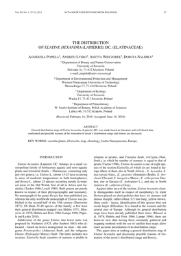 The Distribution of Elatine Hexandra (Lapierre) Dc