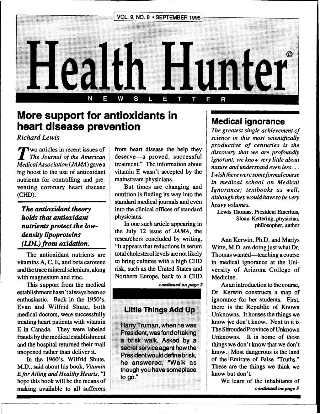 Health Hunter Continued from Page 2 Associates at the Harvard Medical School and Brigham and Women's Steps to Healing Hospital Showed a Relationship Be­ 1