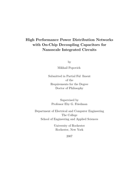 High Performance Power Distribution Networks with On-Chip Decoupling Capacitors for Nanoscale Integrated Circuits