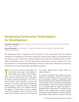Harnessing Connection Technologies for Development