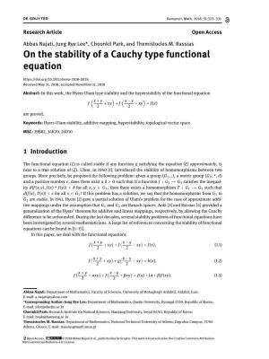 On the Stability of a Cauchy Type Functional Equation