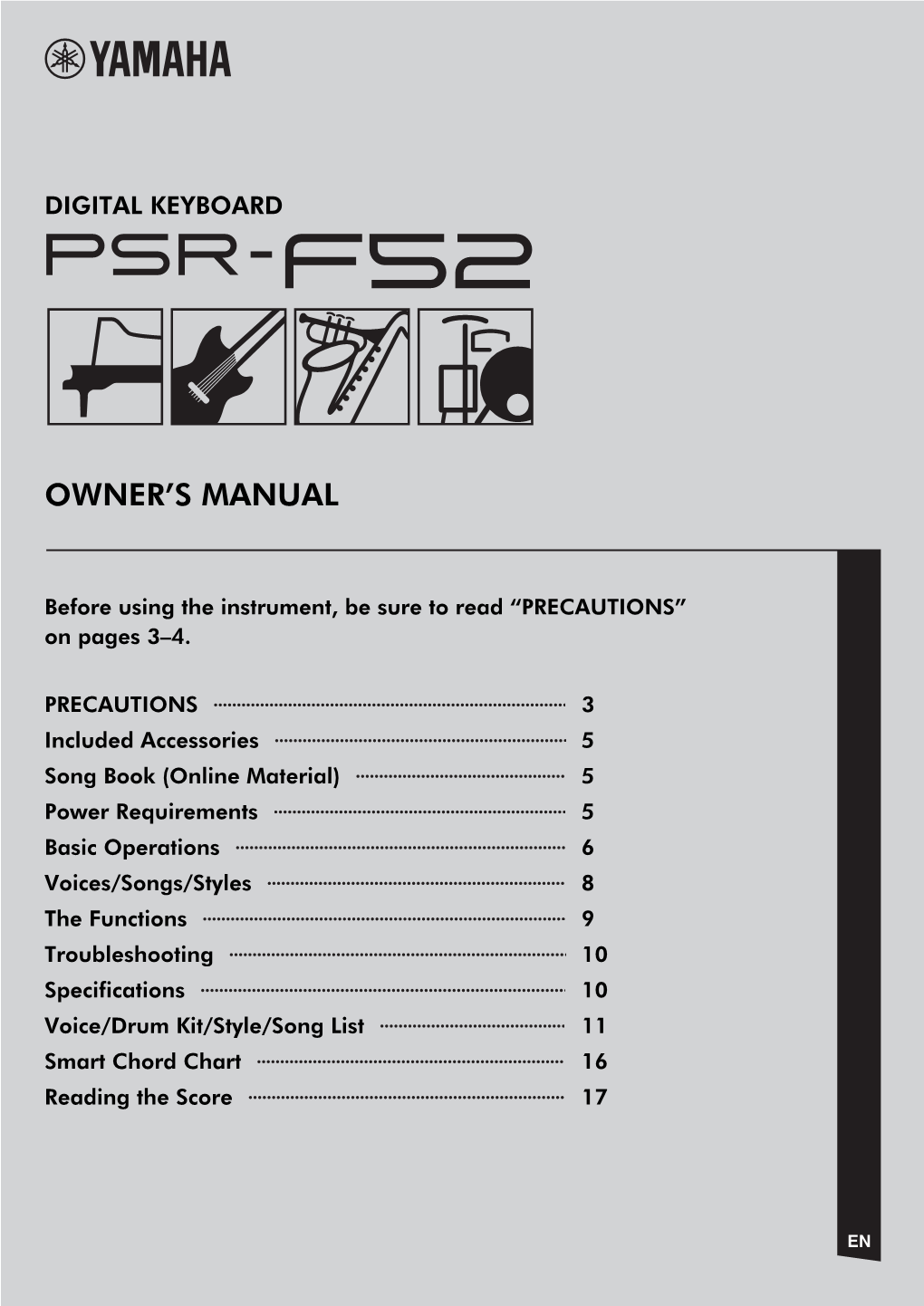 PSR-F52 Owner's Manual