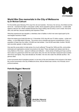 World War One Memorials in the City of Melbourne, Michael Cathcart