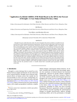 Application of a Hybrid ARIMA–SVR Model Based on the SPI for the Forecast of Drought—A Case Study in Henan Province, China