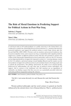 The Role of Moral Emotions in Predicting Support for Political Actions in Post-War Iraq