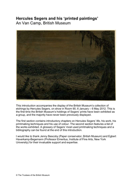 Hercules Segers and His 'Printed Paintings' an Van Camp, British