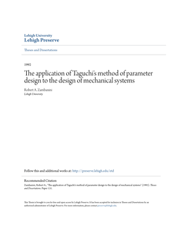The Application of Taguchi's Method of Parameter Design to The