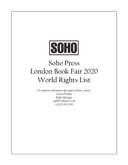 Soho Press London Book Fair 2020 World Rights List