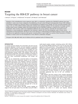 Targeting the RB-E2F Pathway in Breast Cancer