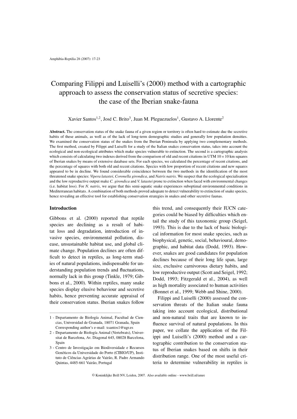 Comparing Filippi and Luiselli's (2000) Method with a Cartographic