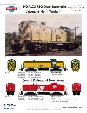 HO ALCO RS-3 Diesel Locomotive Announced 4.26.19 Chicago