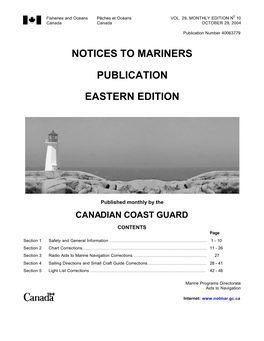 Notices to Mariners Publication Eastern