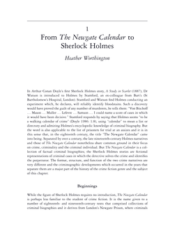 From the Newgate Calendar to Sherlock Holmes Heather Worthington