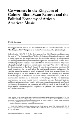 Black Swan Records and the Political Economy of African American Music