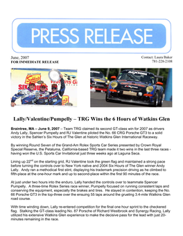 Lally/Valentine/Pumpelly – TRG Wins the 6 Hours of Watkins Glen