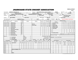 JHARKHAND STATE CRICKET ASSOCIATION Page 2 Tournament : KARBONN JHARKHAND T20 Played At: JSCA INTERNATIONAL STADIUM COMPLEX City: RANCHI Match No