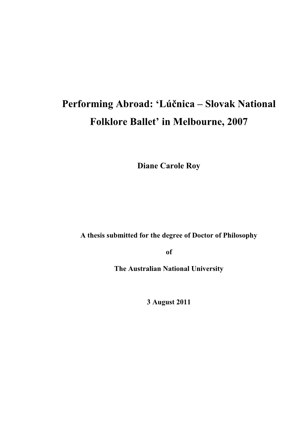'Lúčnica – Slovak National Folklore Ballet' in Melbourne, 2007