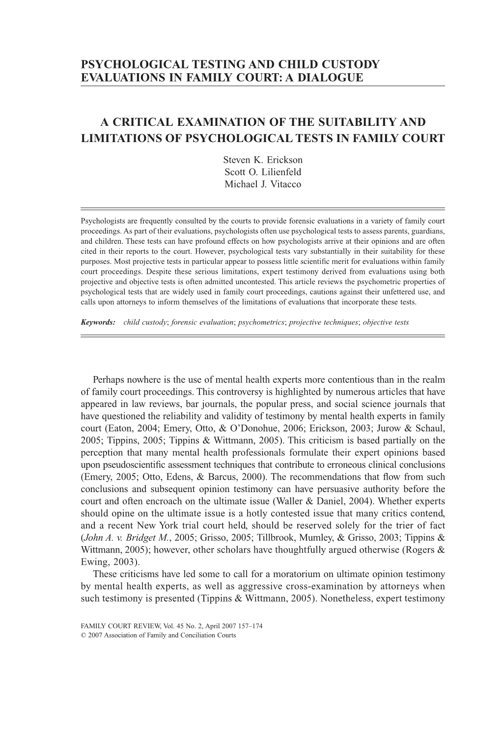 A Critical Examination of the Suitability and Limitations of Psychological Tests in Family Court